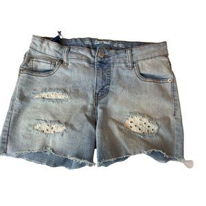 Cat & Jack Women Cut-Off Shorts Mid-Rise Super Stretch Distressed Cotton Blue XL